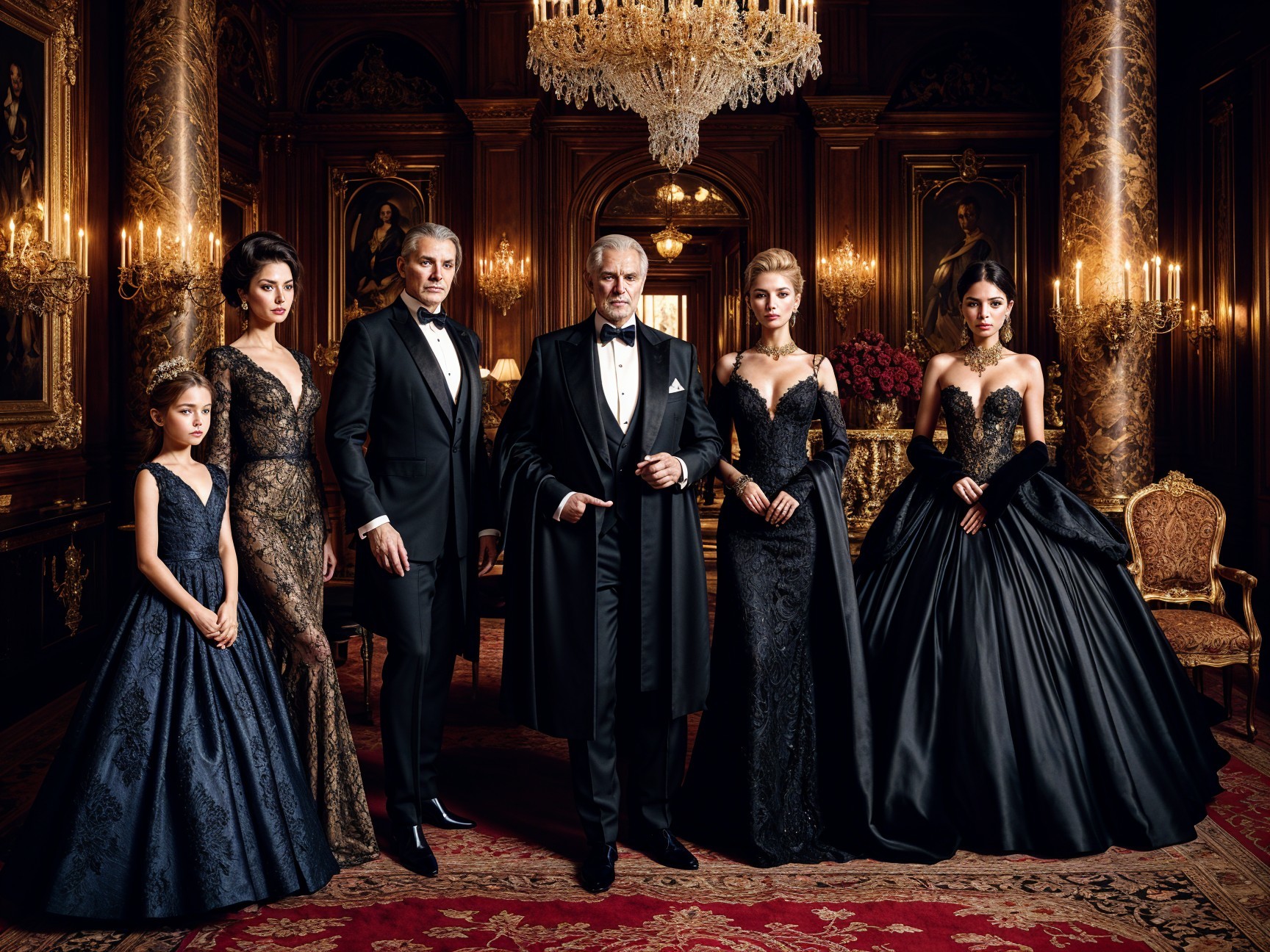 Elegant Group in Lavishly Decorated Room