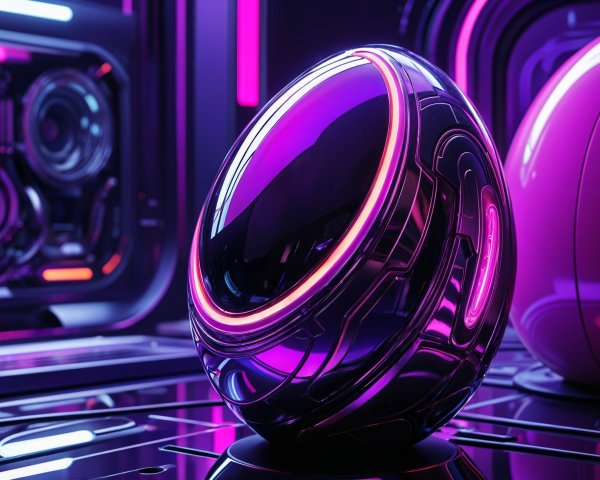 Futuristic Orb with Neon Lights in Sci-Fi Setting