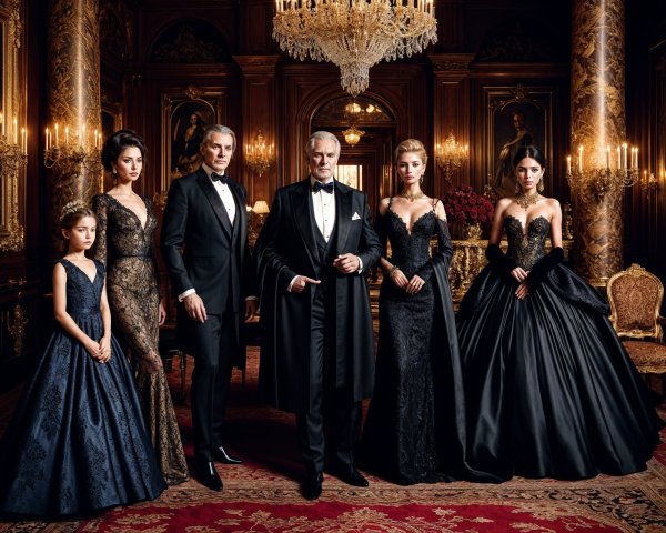 Elegant Group in Lavishly Decorated Room