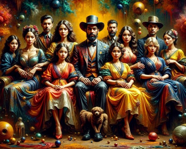 Elegant Portrait of Individuals in Opulent Setting