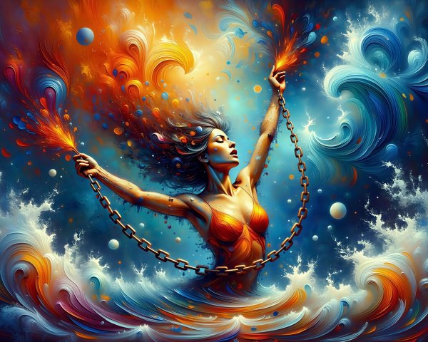 Hyperdetailed Artwork of a Female Figure with Chains