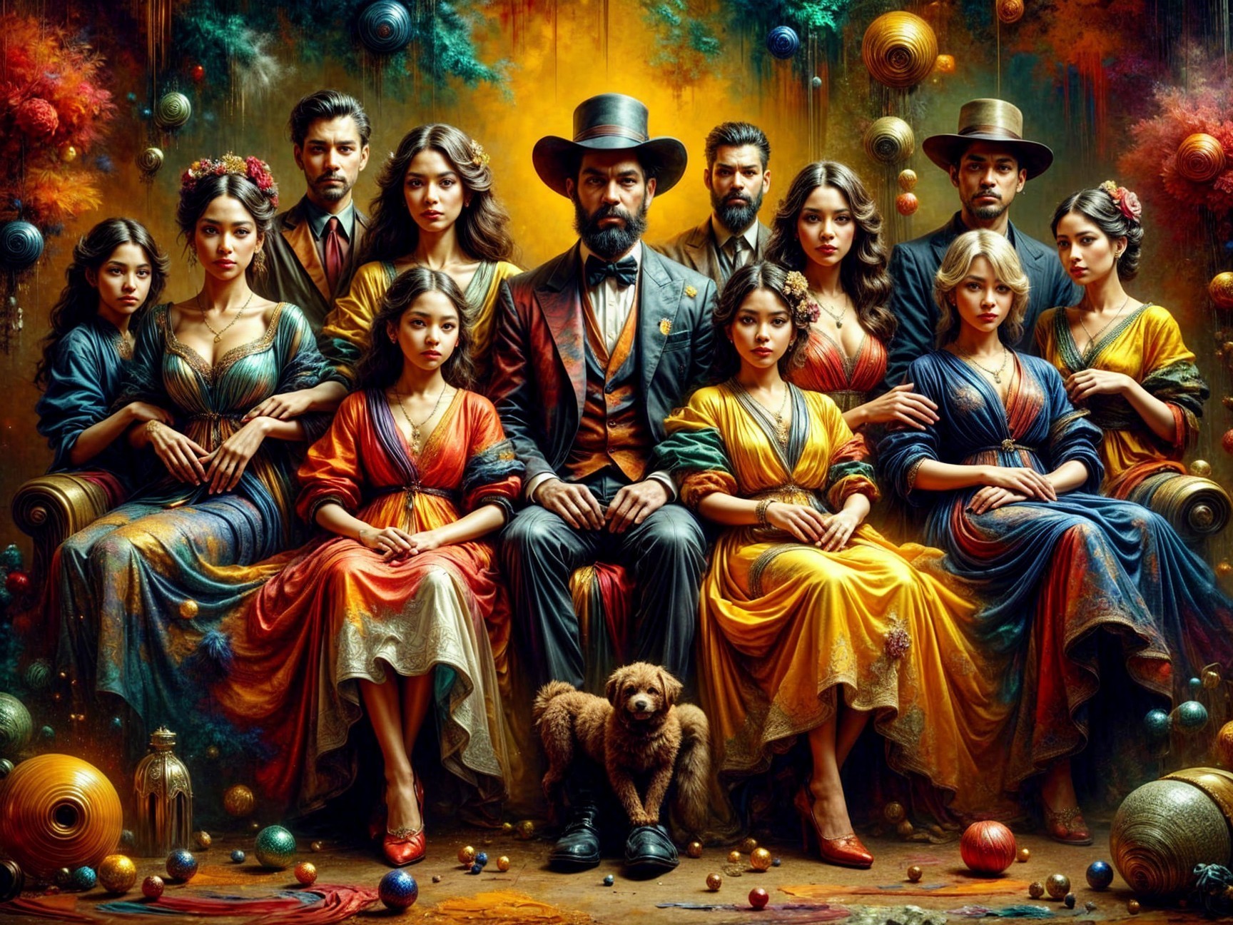 Elegant Portrait of Individuals in Opulent Setting