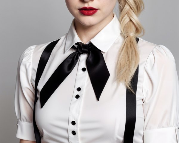 Stylish Young Woman in Cropped Blouse and Skirt