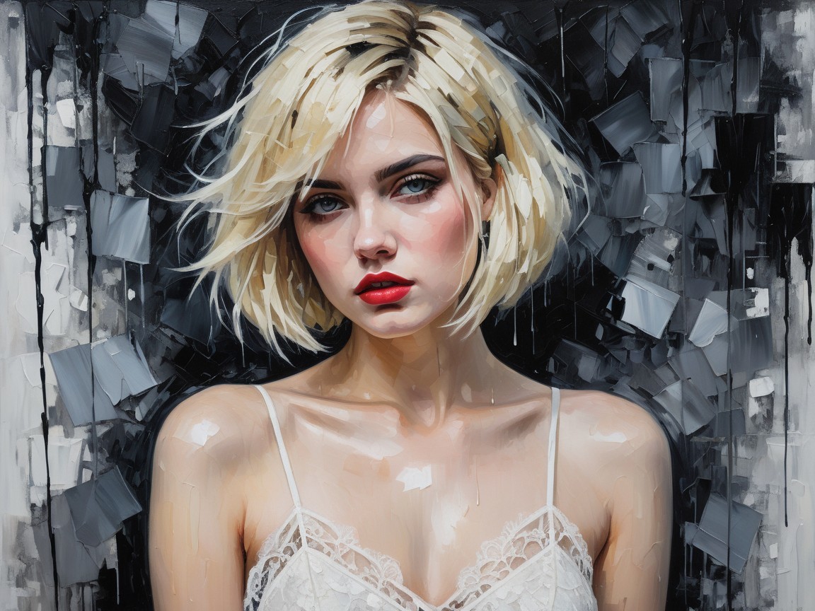 Portrait of a Young Woman with Abstract Background