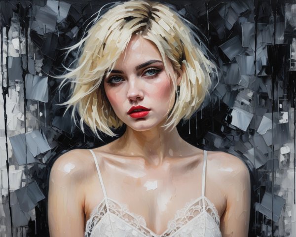 Portrait of a Young Woman with Abstract Background