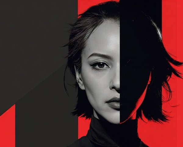 Half-Portrait of a Woman with Abstract Background