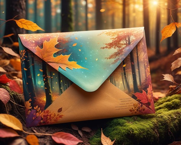 Artistic Envelope in Serene Autumn Forest Setting