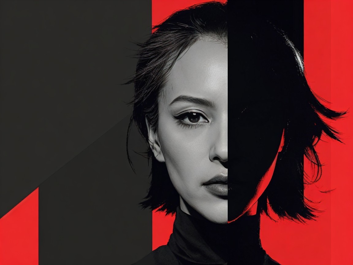 Half-Portrait of a Woman with Abstract Background
