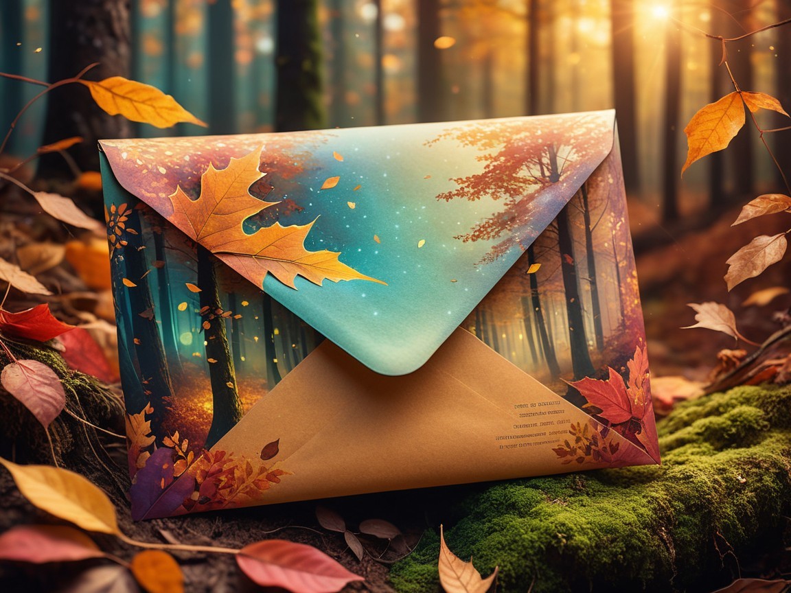 Artistic Envelope in Serene Autumn Forest Setting