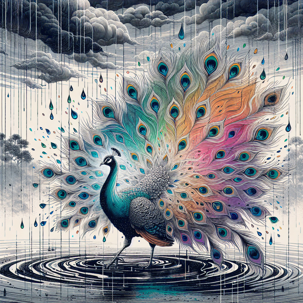 Majestic Peacock Displaying Vibrant Plumage in Nature