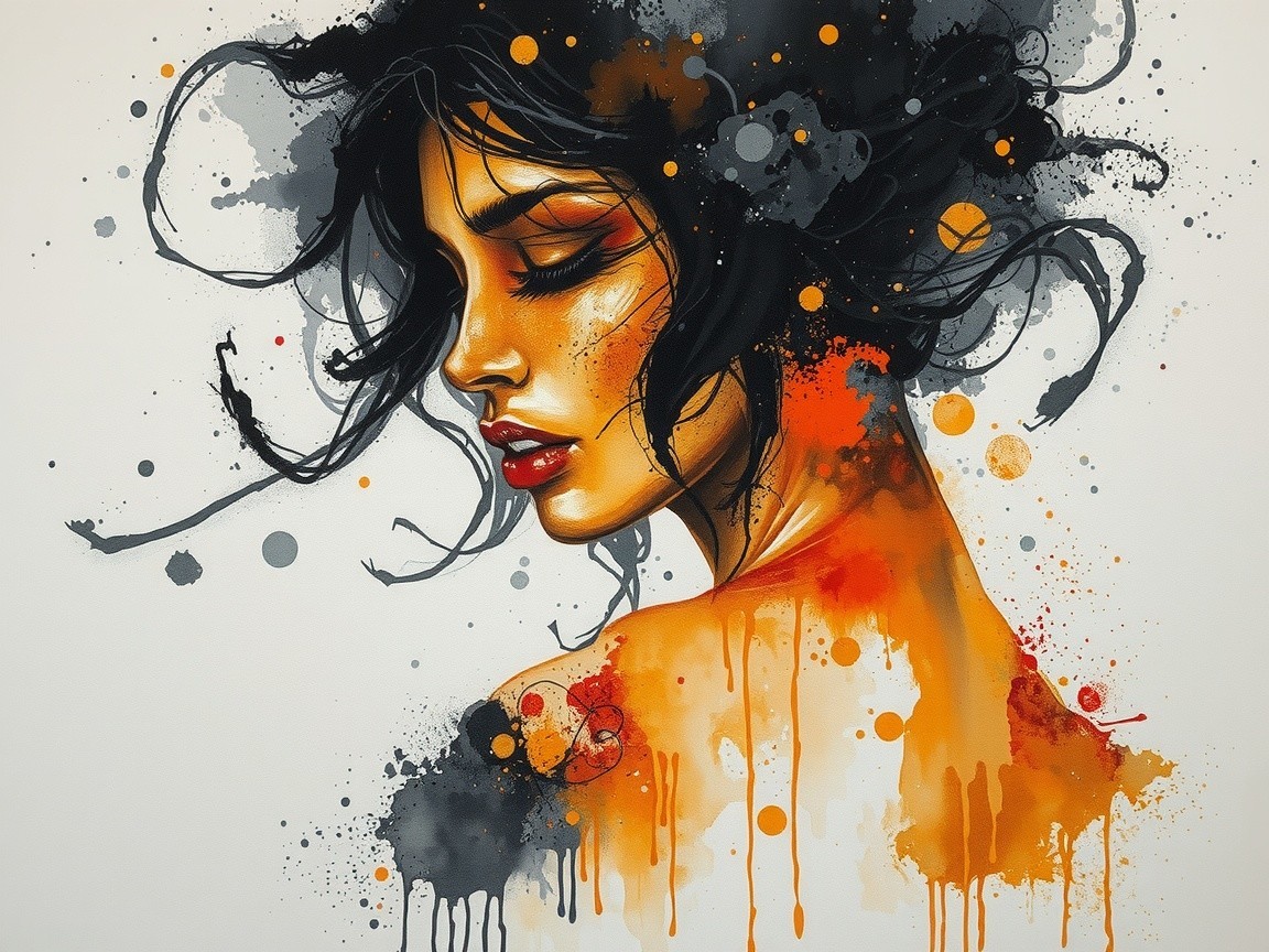 Close-up Profile of a Woman with Vibrant Colors