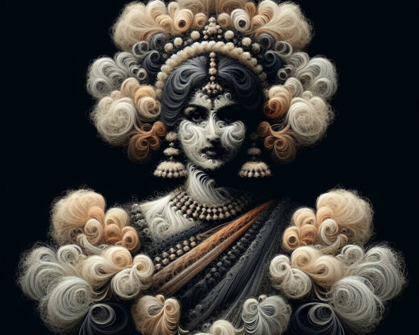 Intricate Digital Artwork of Figure in Textured Saree