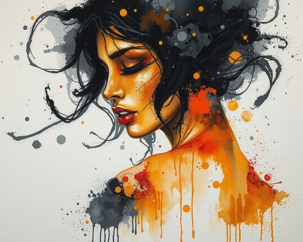 Close-up Profile of a Woman with Vibrant Colors
