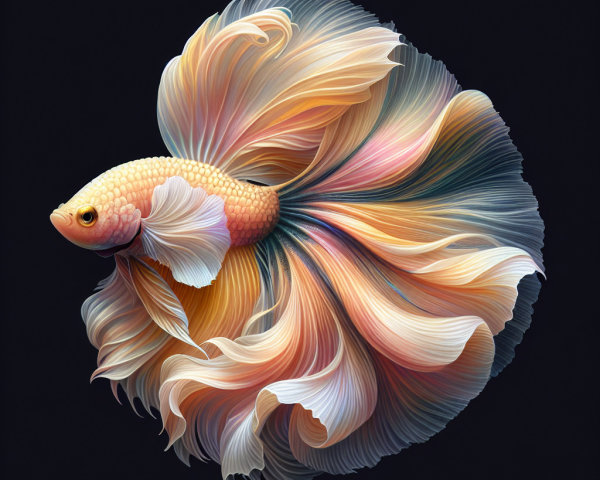 Betta Fish with Elaborate Fins and Vibrant Colors