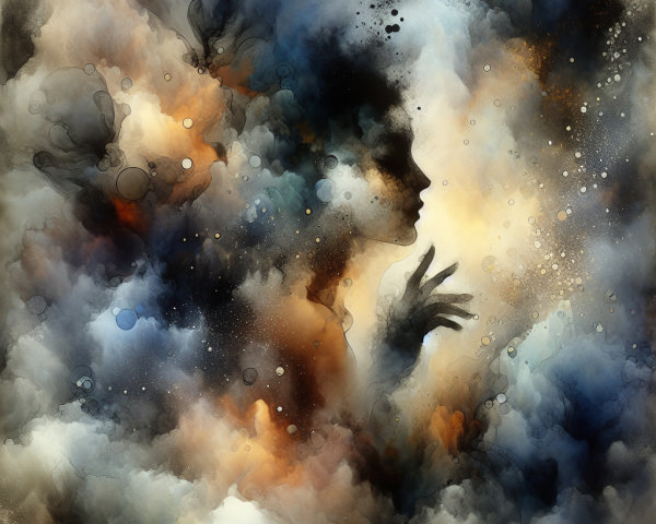 Ethereal Silhouette in Vibrant Abstract Colors