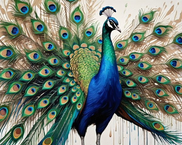 Vibrant Peacock Displaying Magnificent Tail Feathers