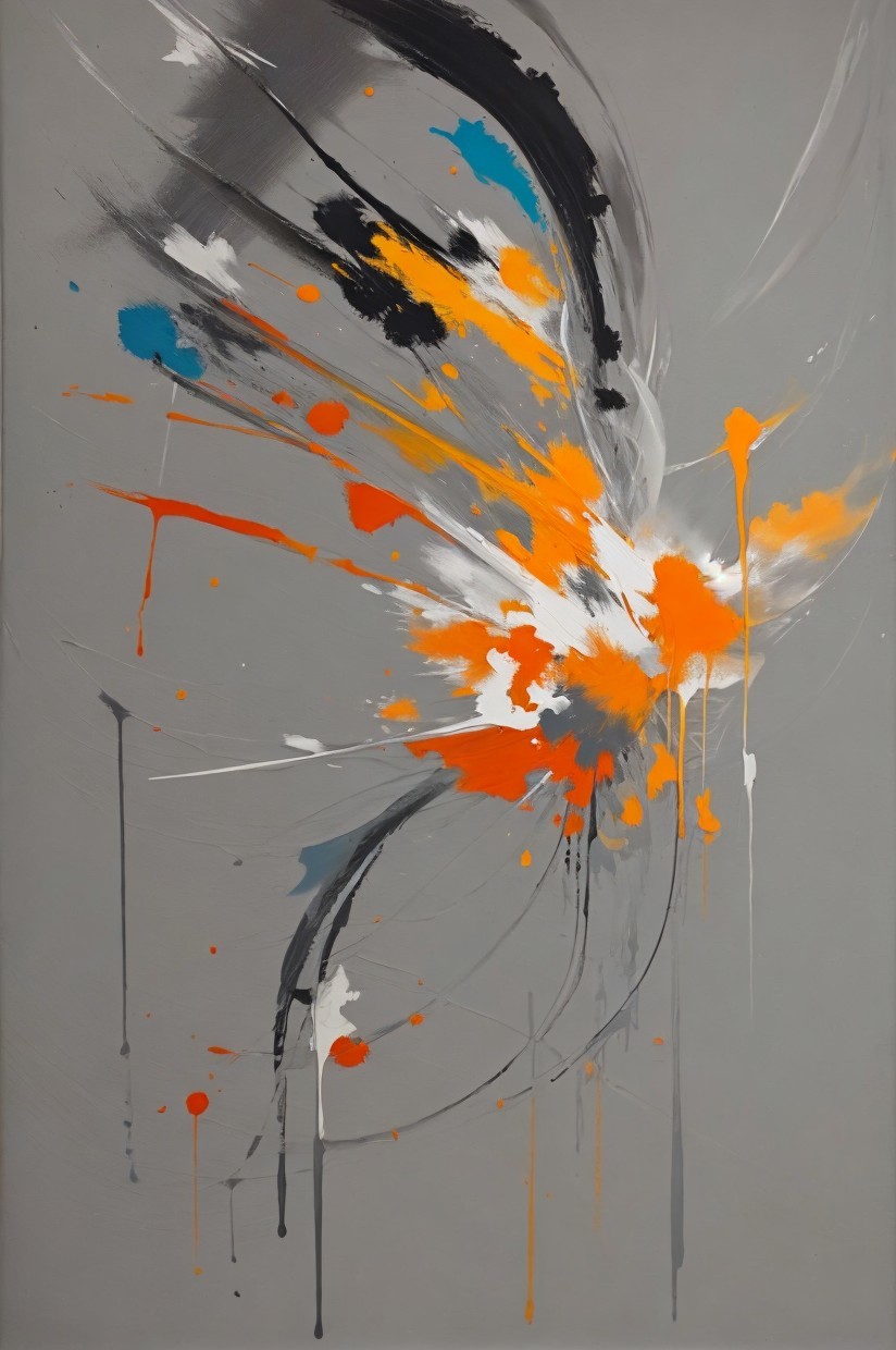 Abstract Painting with Dynamic Brushstrokes and Colors