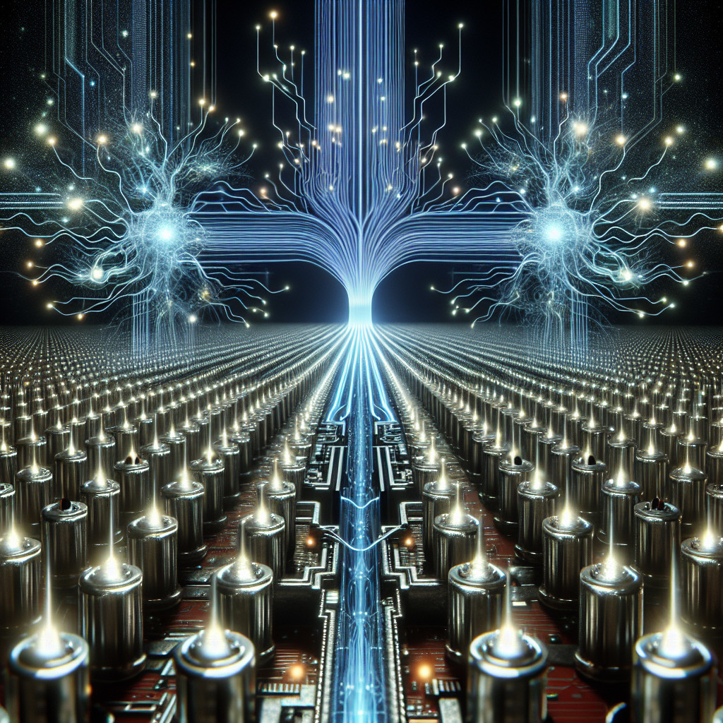 Futuristic Digital Landscape with Circuit Board Network