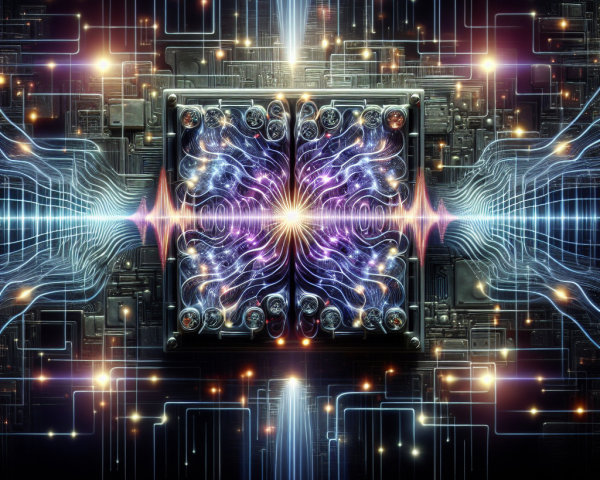 Futuristic Digital Landscape with Vibrant Circuits and Light