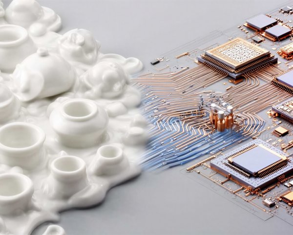 Miniature Tea Set Melting and Circuit Board Close-Up