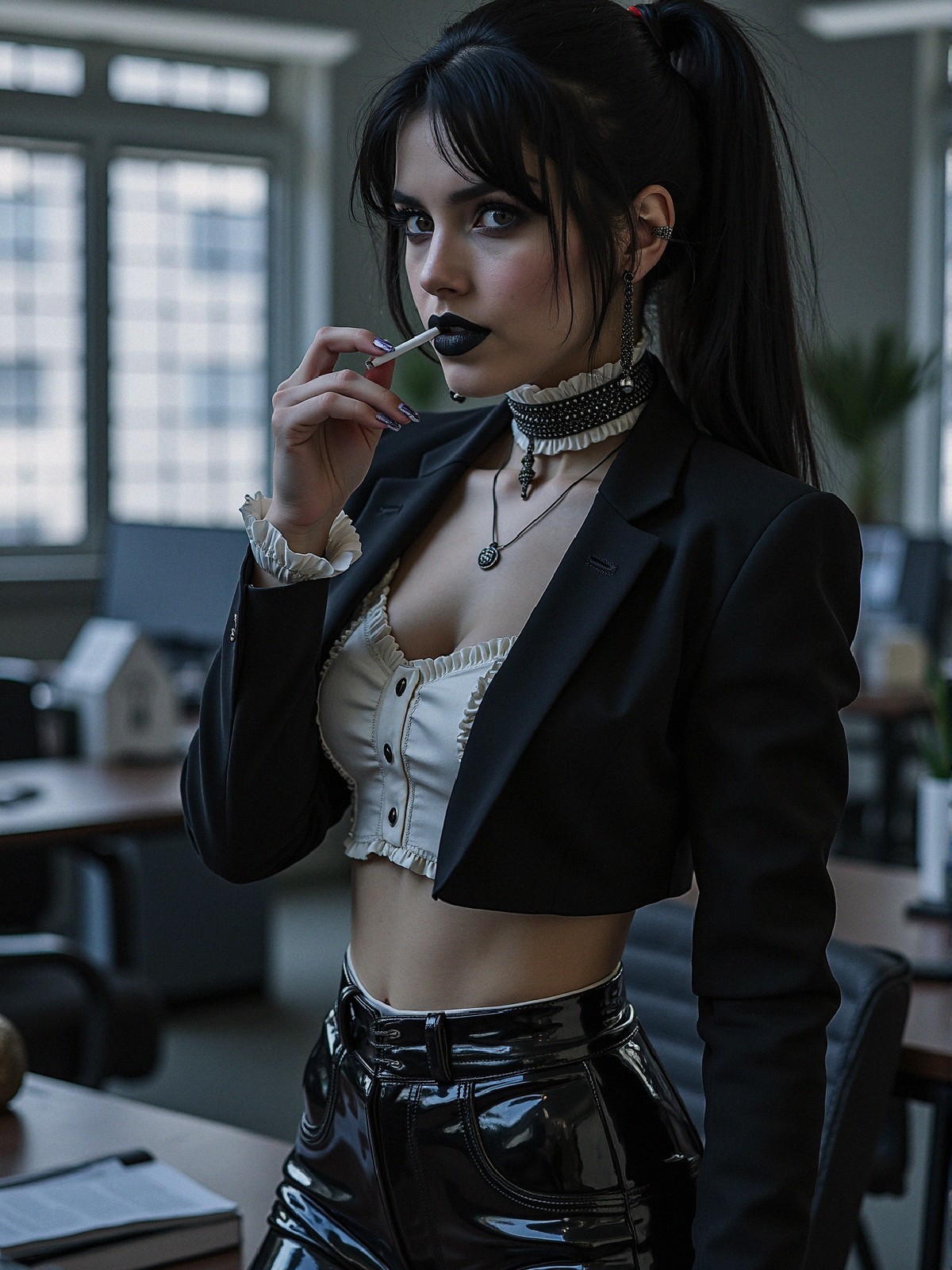 Stylish Young Woman in Modern Office Attire