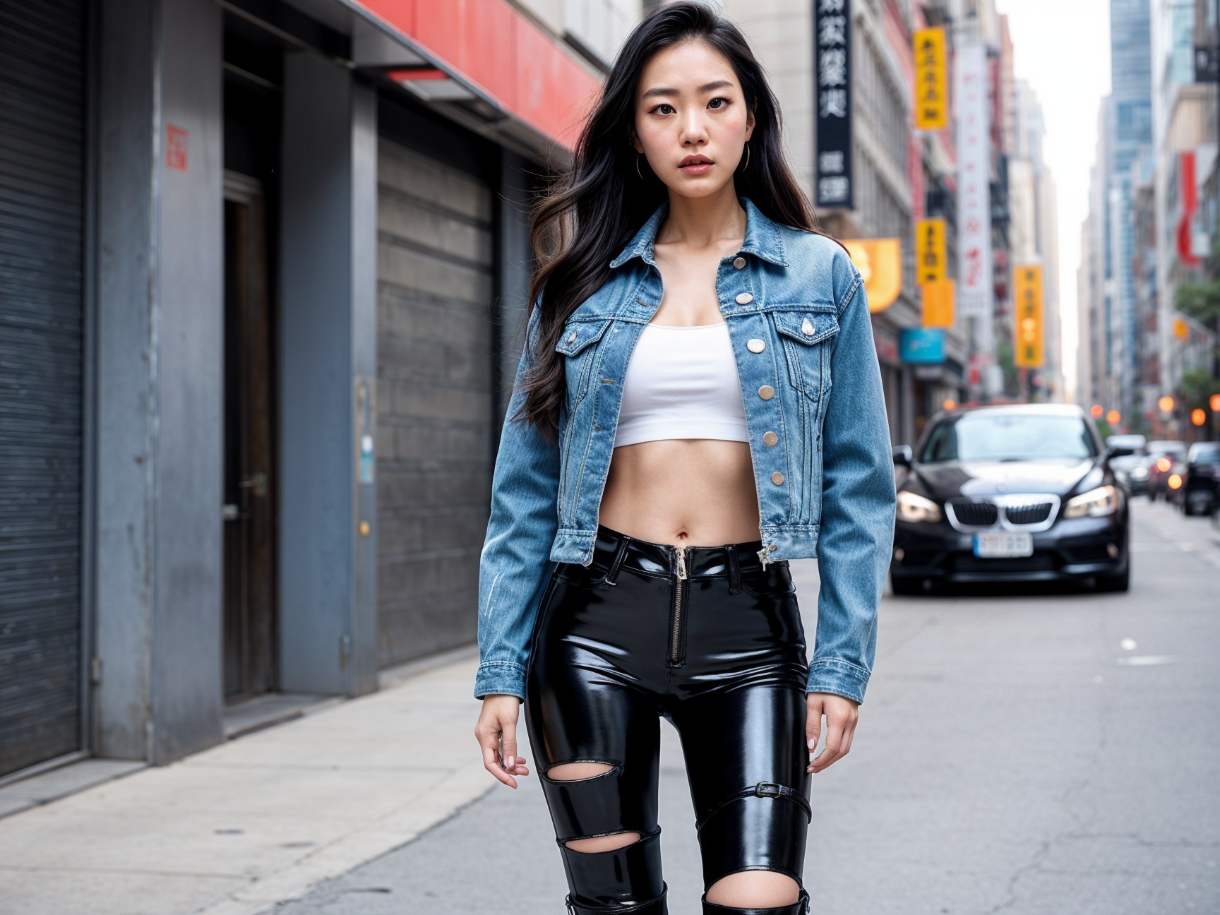Confident Young Woman in Urban Fashion Scene