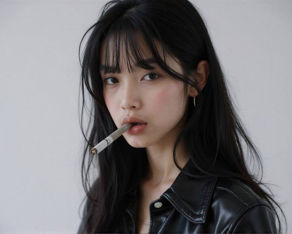 Close-Up of Young Woman with Rebellious Look