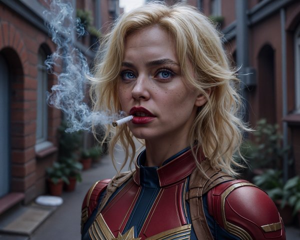 Portrait of a Woman in Superhero Costume in Urban Setting