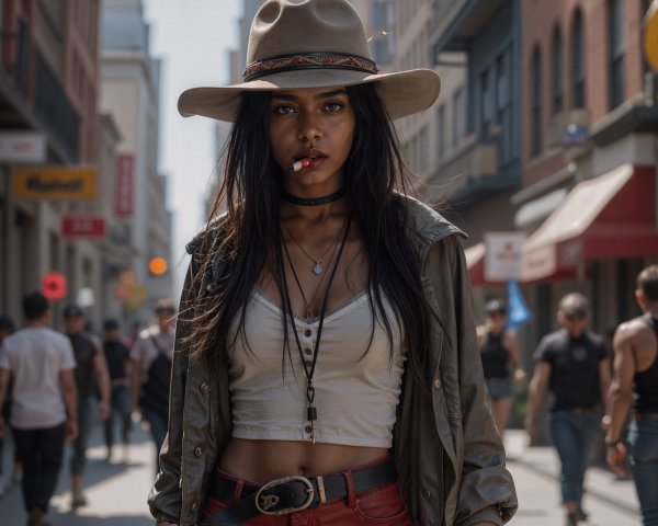 Confident Young Woman in Urban Street Setting