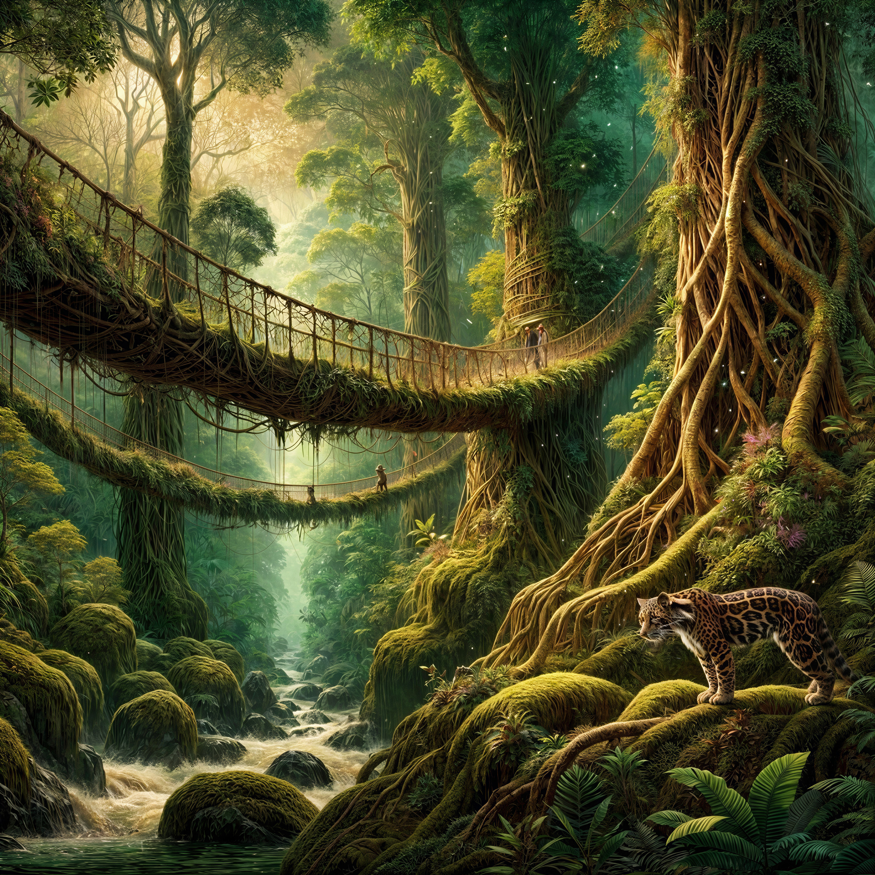 Majestic Jaguar in Lush Rainforest Landscape