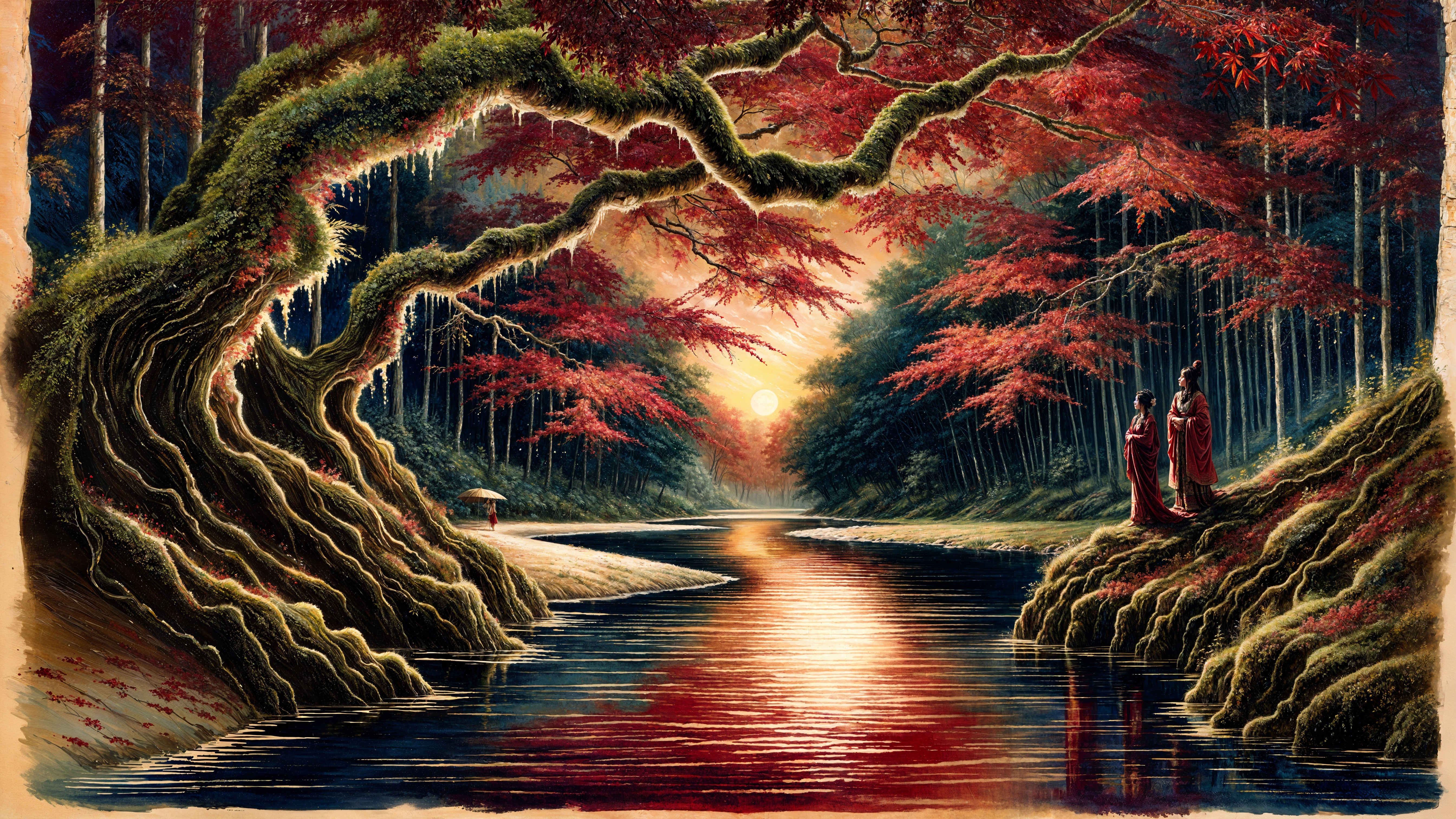 Serene Landscape with River and Vibrant Foliage