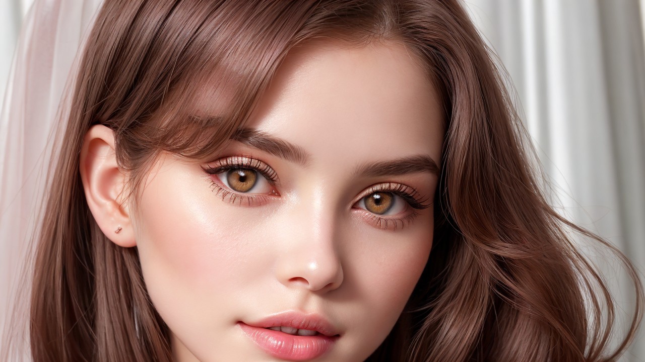 Close-Up Portrait of a Young Woman with Brown Hair