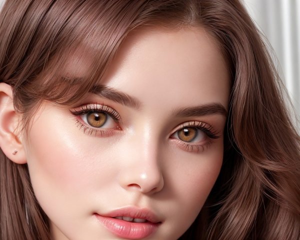 Close-Up Portrait of a Young Woman with Brown Hair