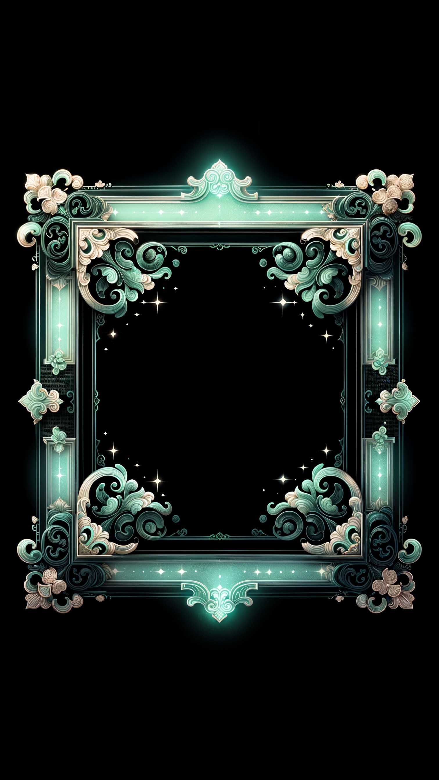 Ornate Decorative Frame with Turquoise and Gold Accents