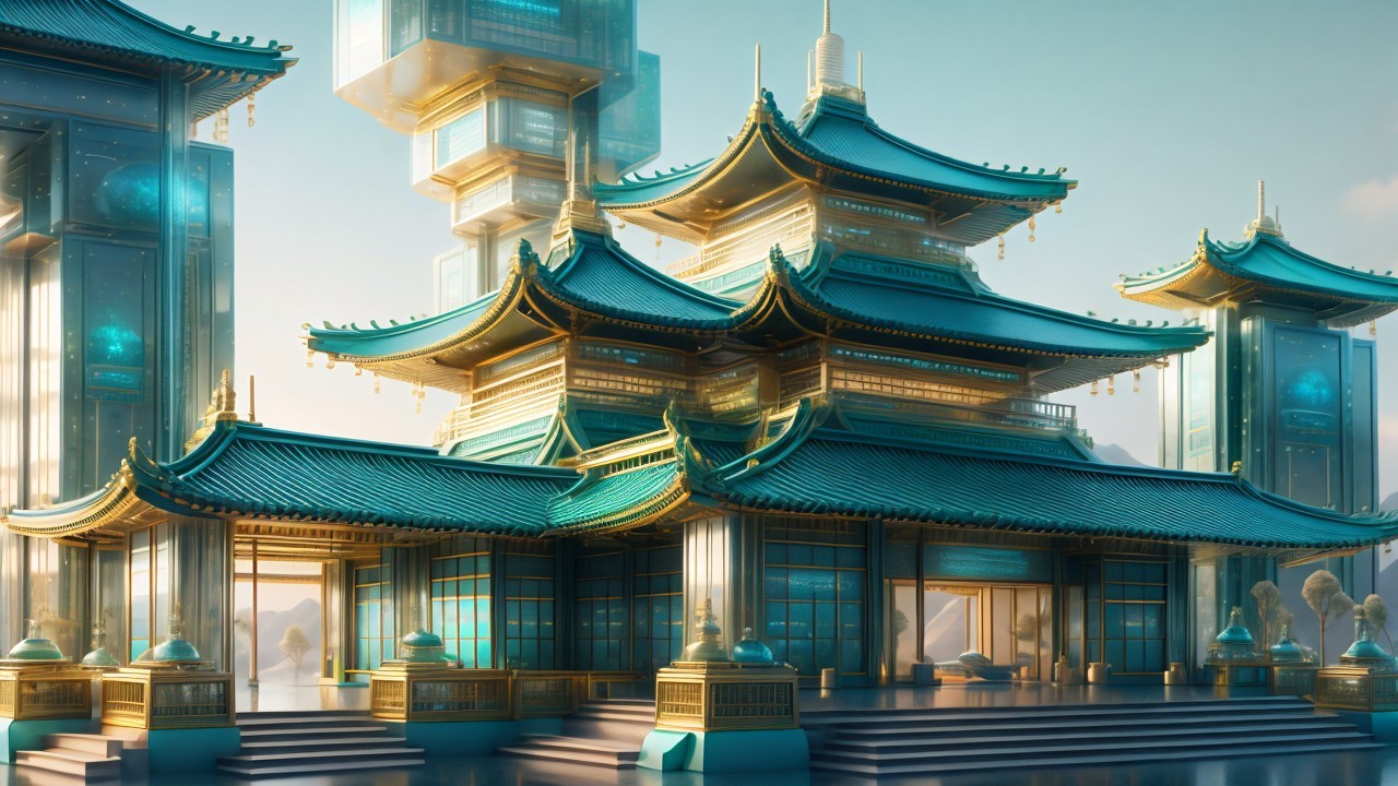 Architectural Fusion of Traditional and Futuristic Design