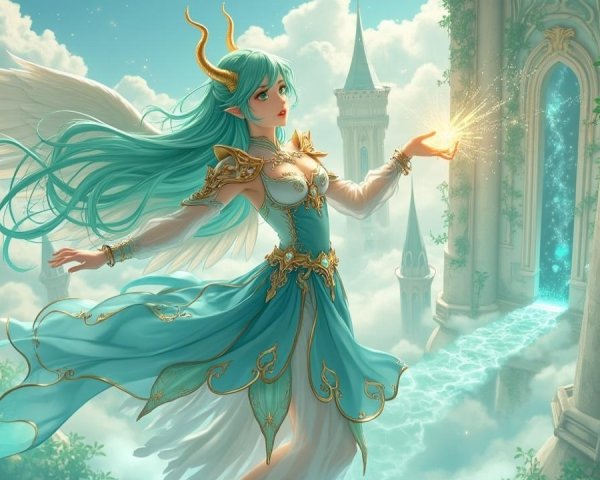 Ethereal Landscape with Winged Figure and Portal