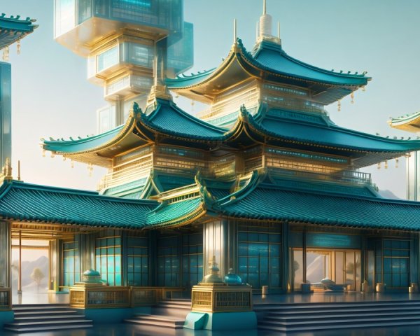 Architectural Fusion of Traditional and Futuristic Design