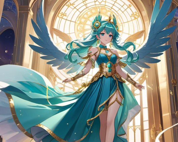 Celestial Character in Ornate Setting with Wings