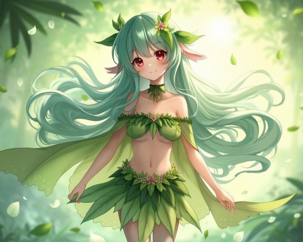 Whimsical Character in a Lush Forest Setting