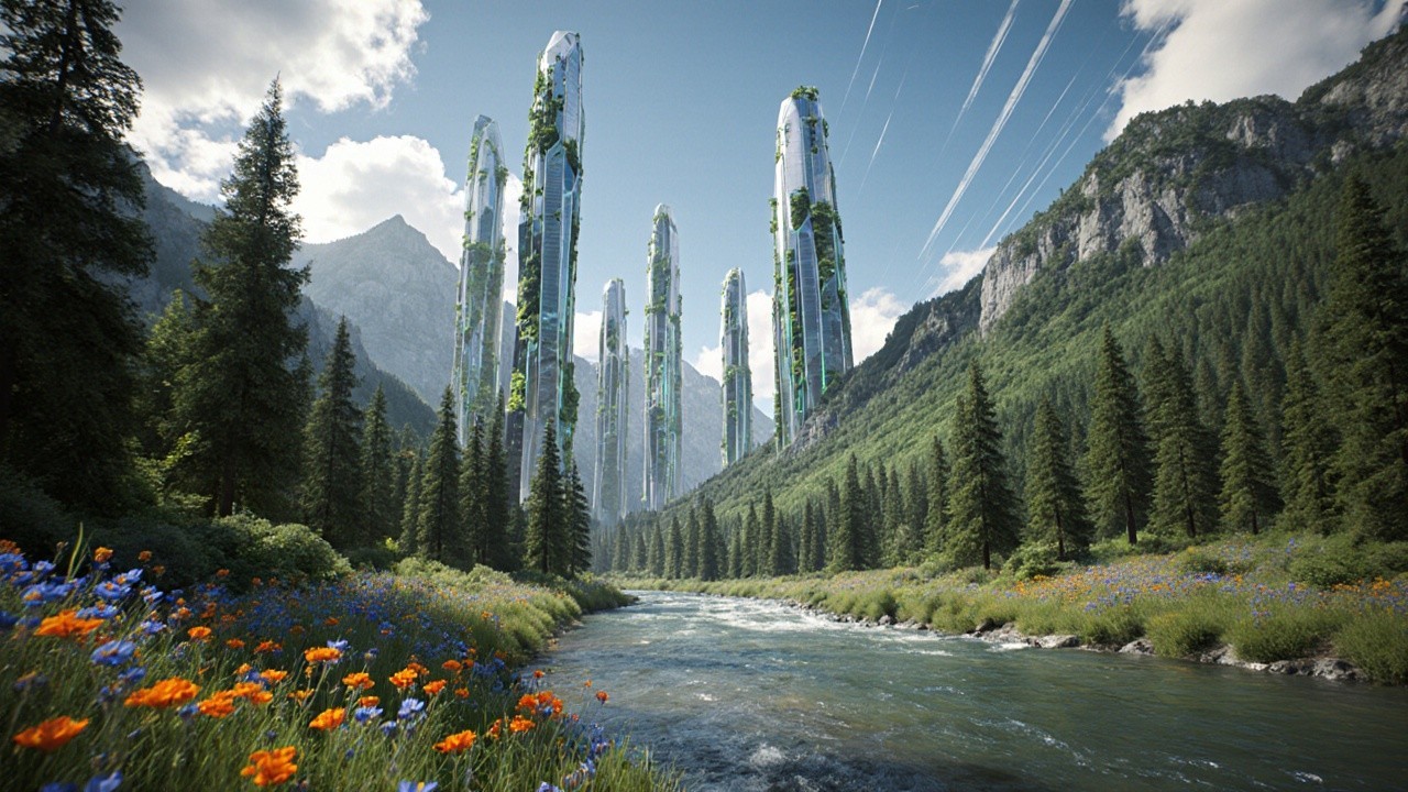 Futuristic Structures Amidst Nature's Serenity