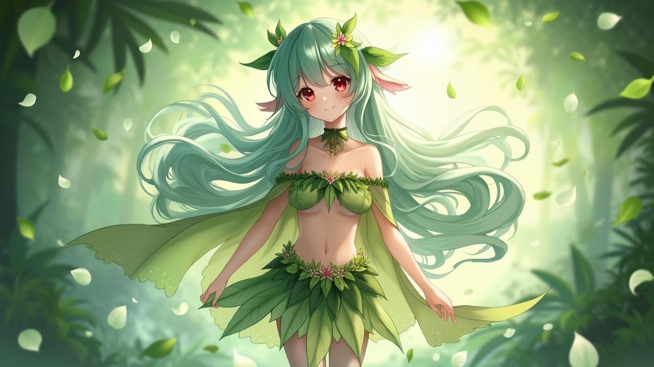 Whimsical Character in a Lush Forest Setting