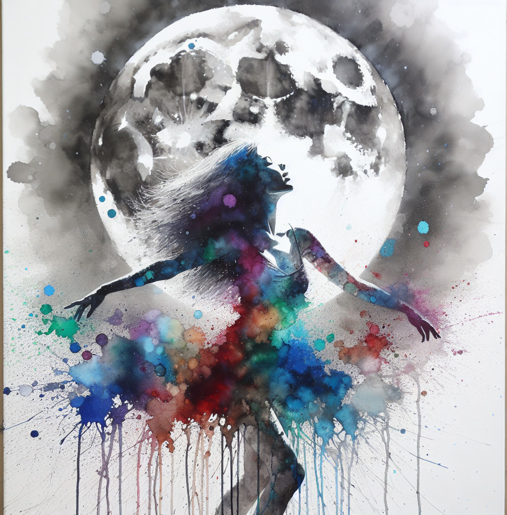 Silhouette of a Dancer Against a Luminous Moon