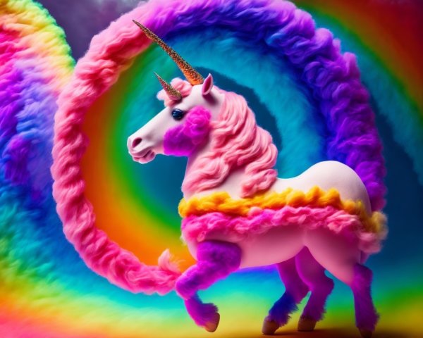 Whimsical Unicorn Surrounded by Colorful Clouds
