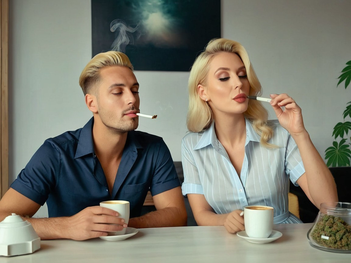 Stylish Couple Enjoying Coffee in Modern Setting