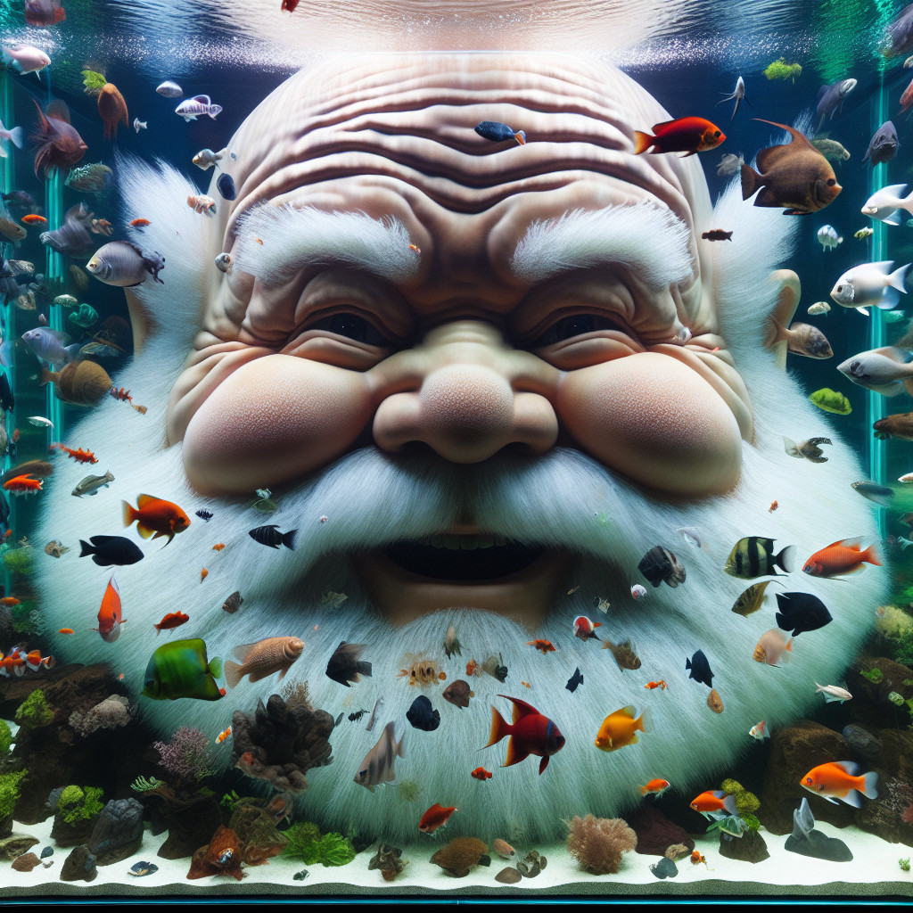Whimsical Santa Claus Aquarium with Colorful Fish