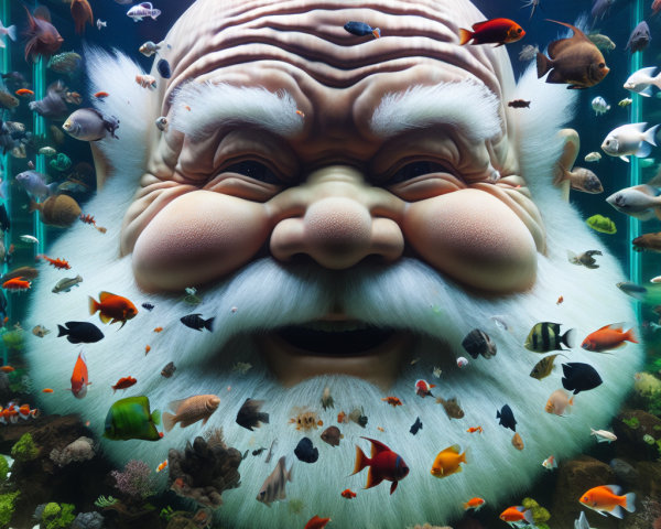 Whimsical Santa Claus Aquarium with Colorful Fish