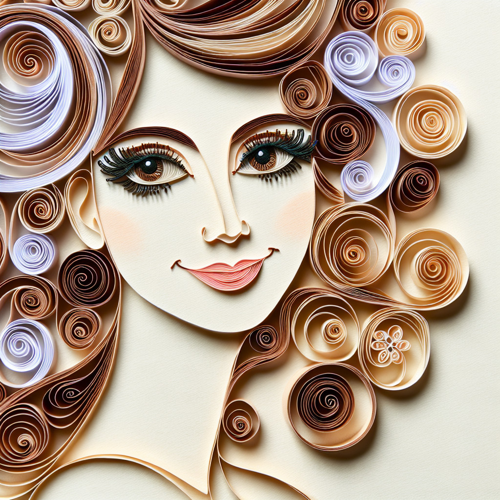 Illustration of a woman with paper strip hair art