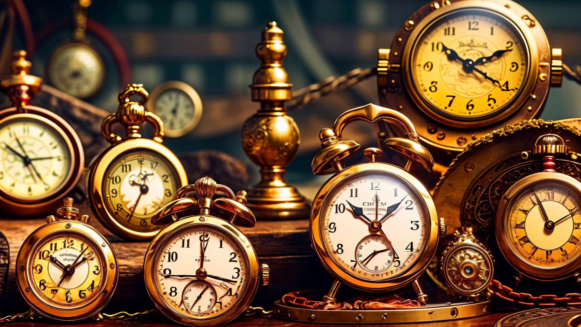 Vintage Collection of Ornate Clocks and Pocket Watches