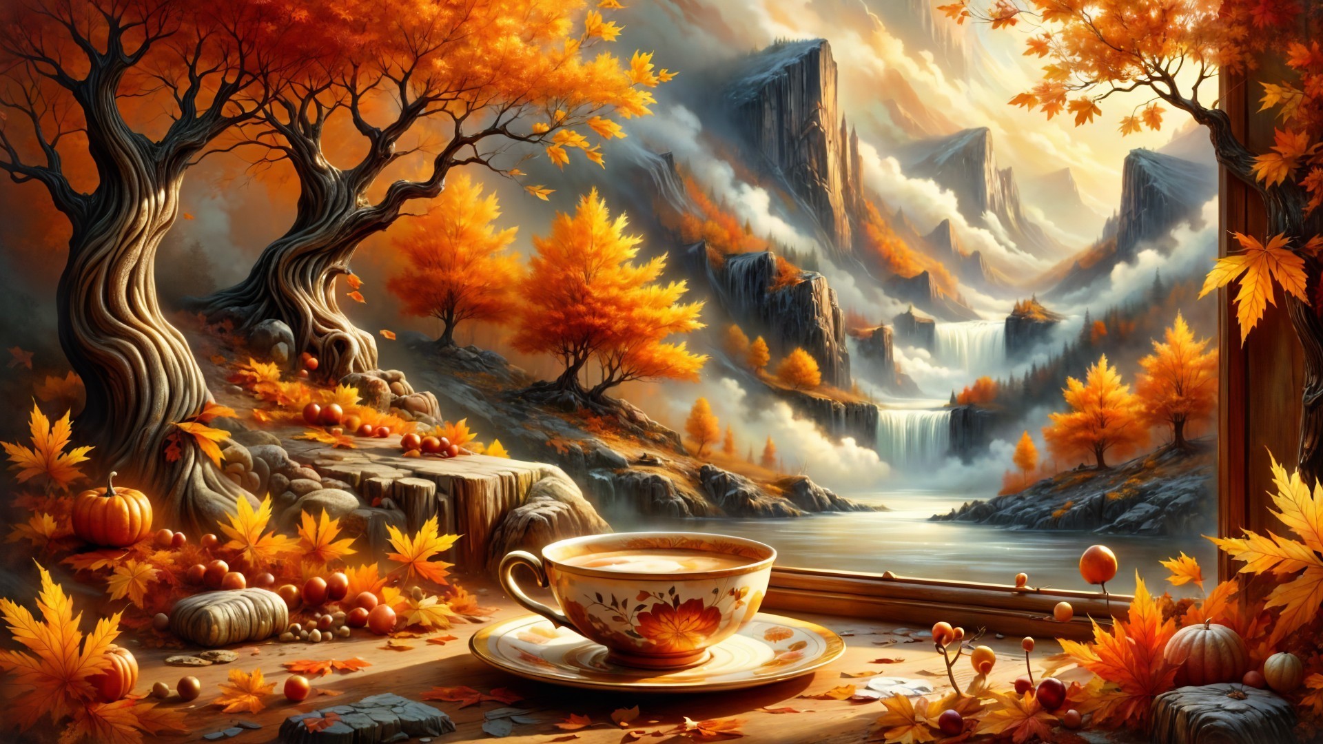 Autumn Landscape with Foliage and Scenic Elements