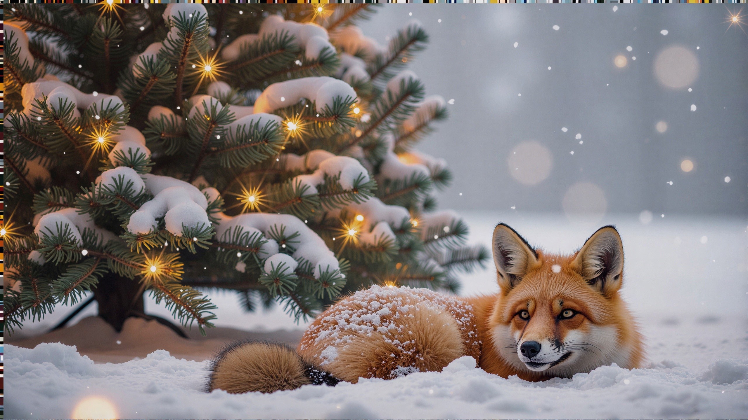 Detailed Oil Painting of a Fox in Snowy Landscape